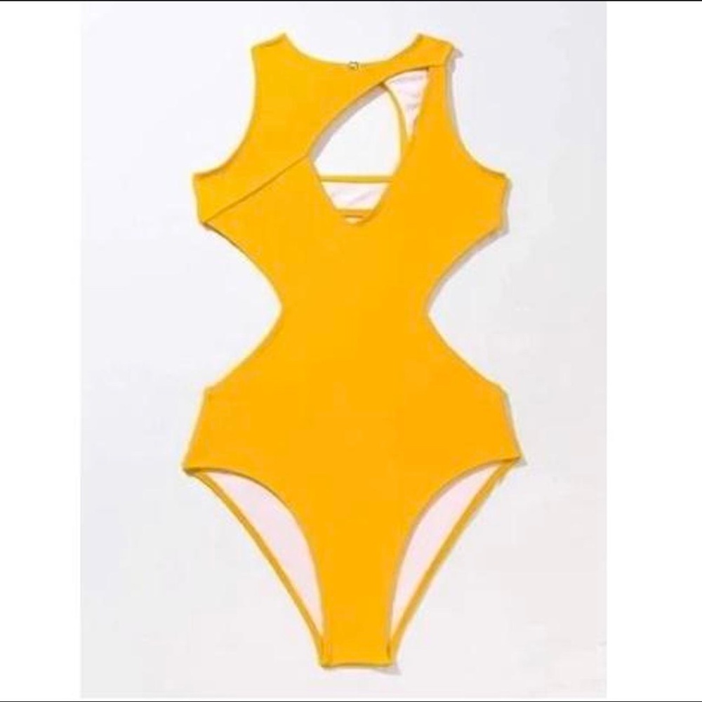 Yellow Cut Out Swimsuit